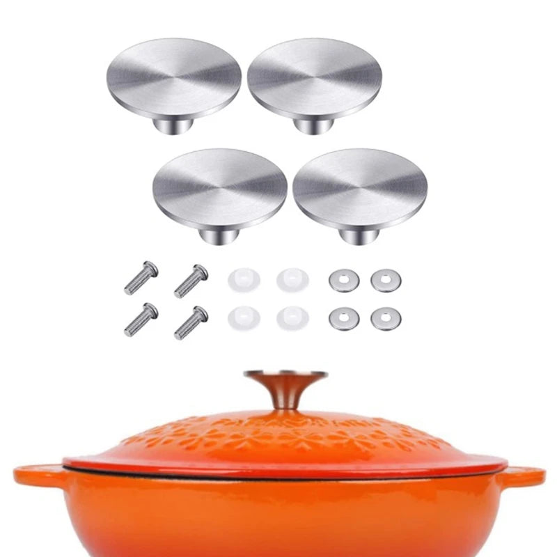 2 Sets/4 Sets Dutch Oven Knob Stainless Steel Pot Pan Lid Cover Handle Replacement Accessories Kits Kitchen Cookware