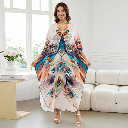 Beach Cover Ups for Swimwear Women Printed Kaftans Summer Holiday Bathing Suits Factory Supply