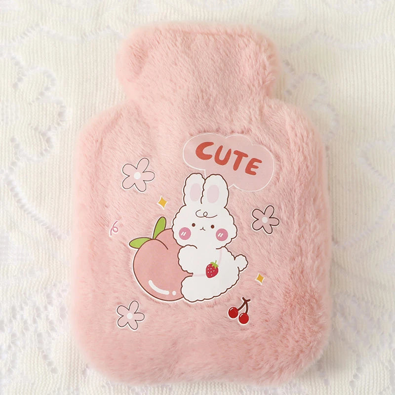 Cartoon Plush Rabbit Bear Hot Water Bottle Water Filling Velvet Small Portable Student Hand Warmer Cute Warm Water Bag