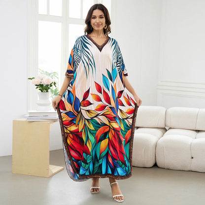 Beach Cover Ups for Swimwear Women Printed Kaftans Summer Holiday Bathing Suits Factory Supply