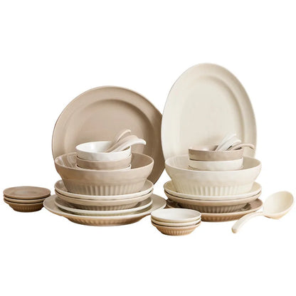 Cream Style Ceramic Bowl Set | High-End Japanese & Chinese Tableware, Kitchen Accessories