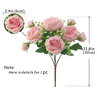 Rose Pink Silk Peony Bouquet Bride Wedding Home Decoration Artificial Flower