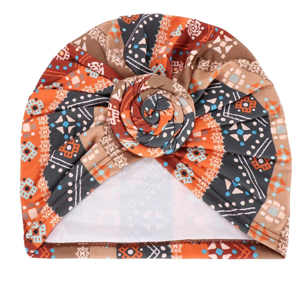 Lady Bandanas Girl Women African Tradition Circle Design Stretchy Turban Cap Female Chemotherapy Headwear Braid Hat HT241