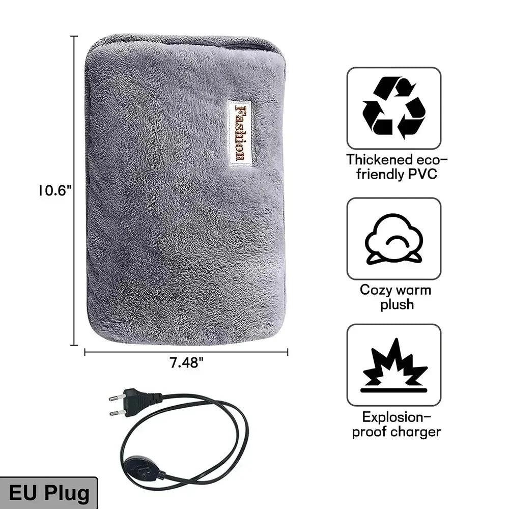 Rechargeable Hot Water Bottle Cute Electric Hand Warmer EU Plug Reusable Hot Compress Bag Heating Pad Hand Pocket Warmer