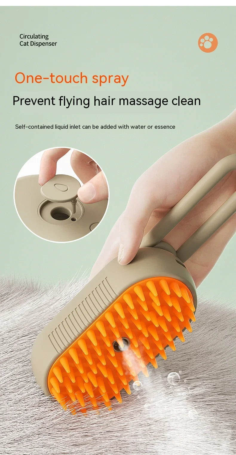 3-in-1 Pet Steam Brush – Spray, Massage & Hair Removal Comb