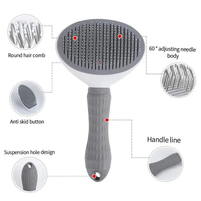 Self-Cleaning Pet Hair Remover Brush for Dogs & Cats – Dematting Grooming Tool