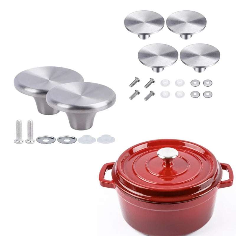 2 Sets/4 Sets Dutch Oven Knob Stainless Steel Pot Pan Lid Cover Handle Replacement Accessories Kits Kitchen Cookware