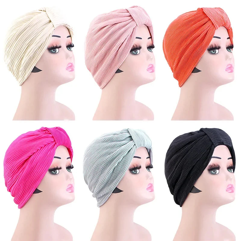 Women Stretchy Knot Turban Muslim Hat islamic inner Hijab Caps Head Scarf Bonnet Hair Loss Chemo Caps Elastic Headband Turban