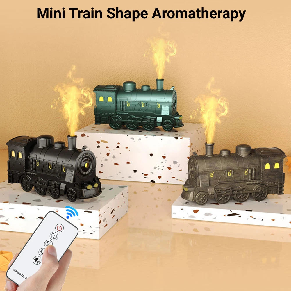 Mini Train Shape Aromatherapy Essential Oil Diffuser Ultrasonic Air Humidifier with LED Lamp 2 Spray Modes Aroma Difusor Atomize