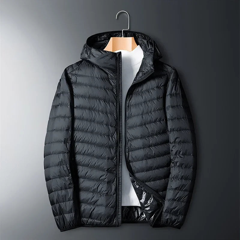 Men’s White Duck Down Jacket - Lightweight & Waterproof