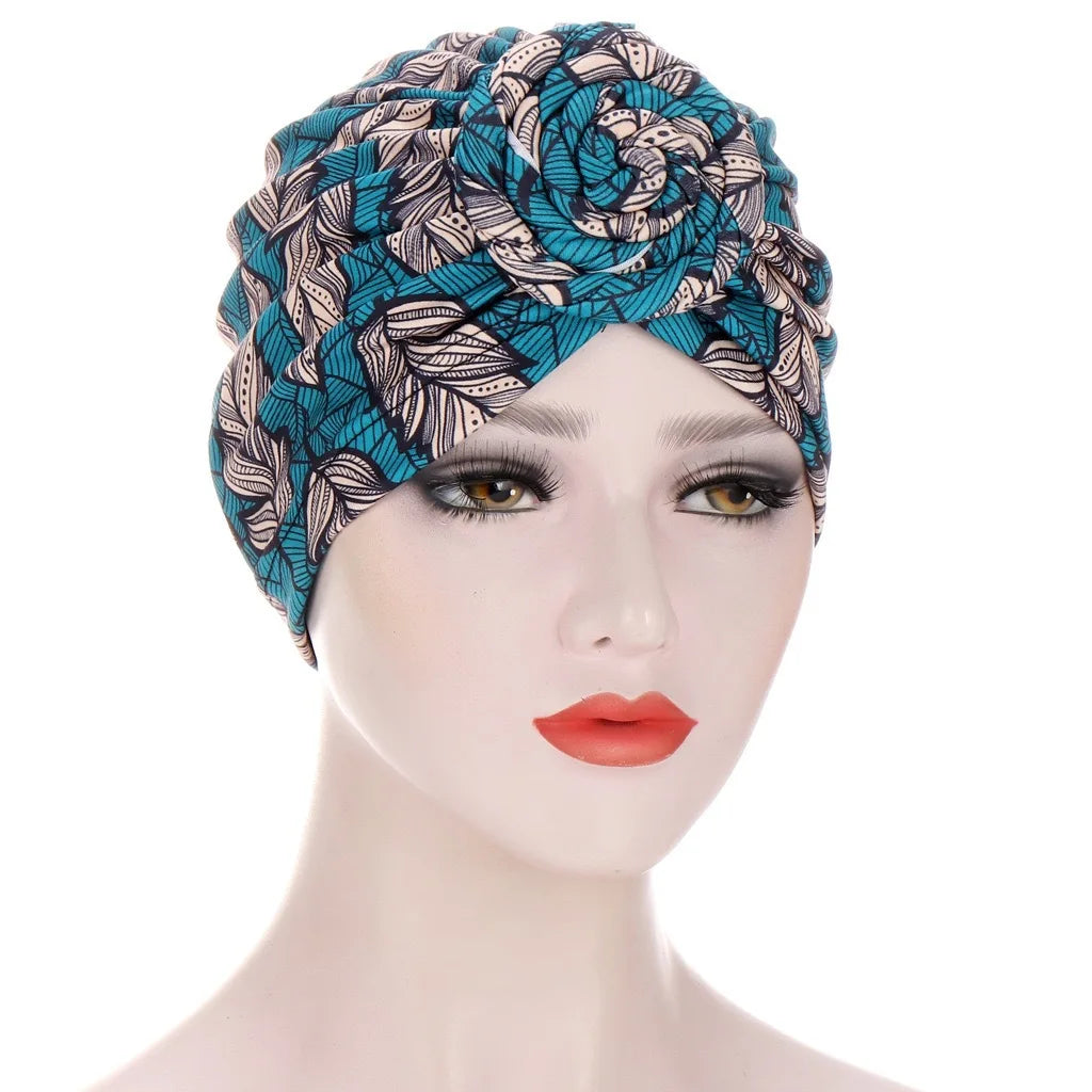 Lady Bandanas Girl Women African Tradition Circle Design Stretchy Turban Cap Female Chemotherapy Headwear Braid Hat HT241