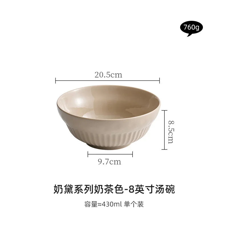 Cream Style Ceramic Bowl Set | High-End Japanese & Chinese Tableware, Kitchen Accessories