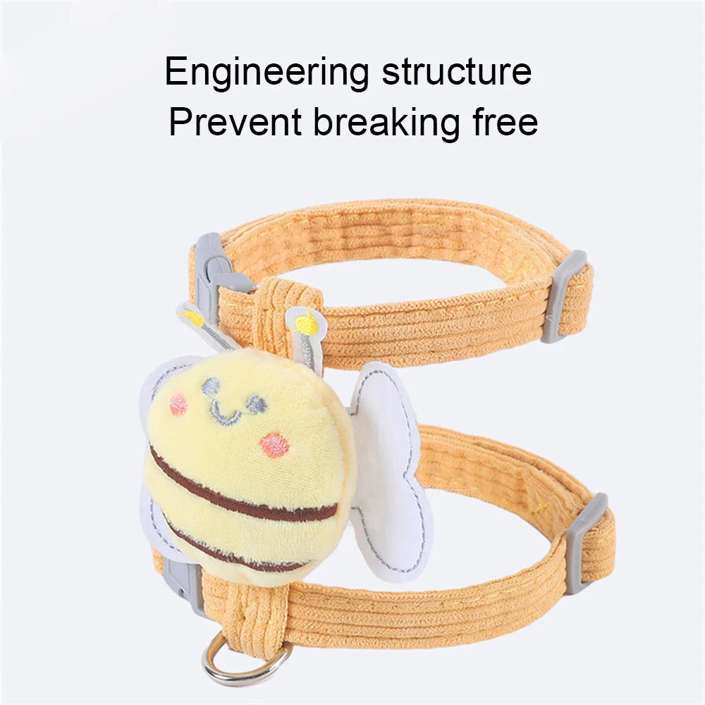 Adjustable Cartoon Bee Cat Harness with Leash – Dogs & Cats