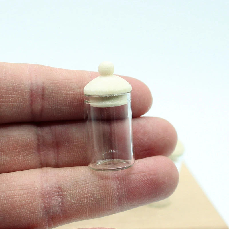 Dollhouse Clear Glass Jar Miniature Storage Bottles