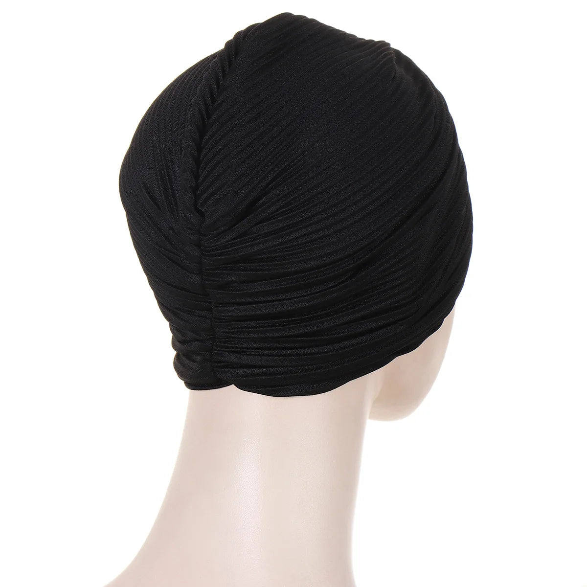 Rippled Twist Turban Caps for Women Muslim Headscarf Bonnet Stretchy Female Head Wraps Solid Cotton Turbante Indian Hat