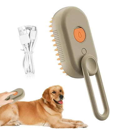 3-in-1 Steamy Dog Brush – Electric Spray for Pet Grooming