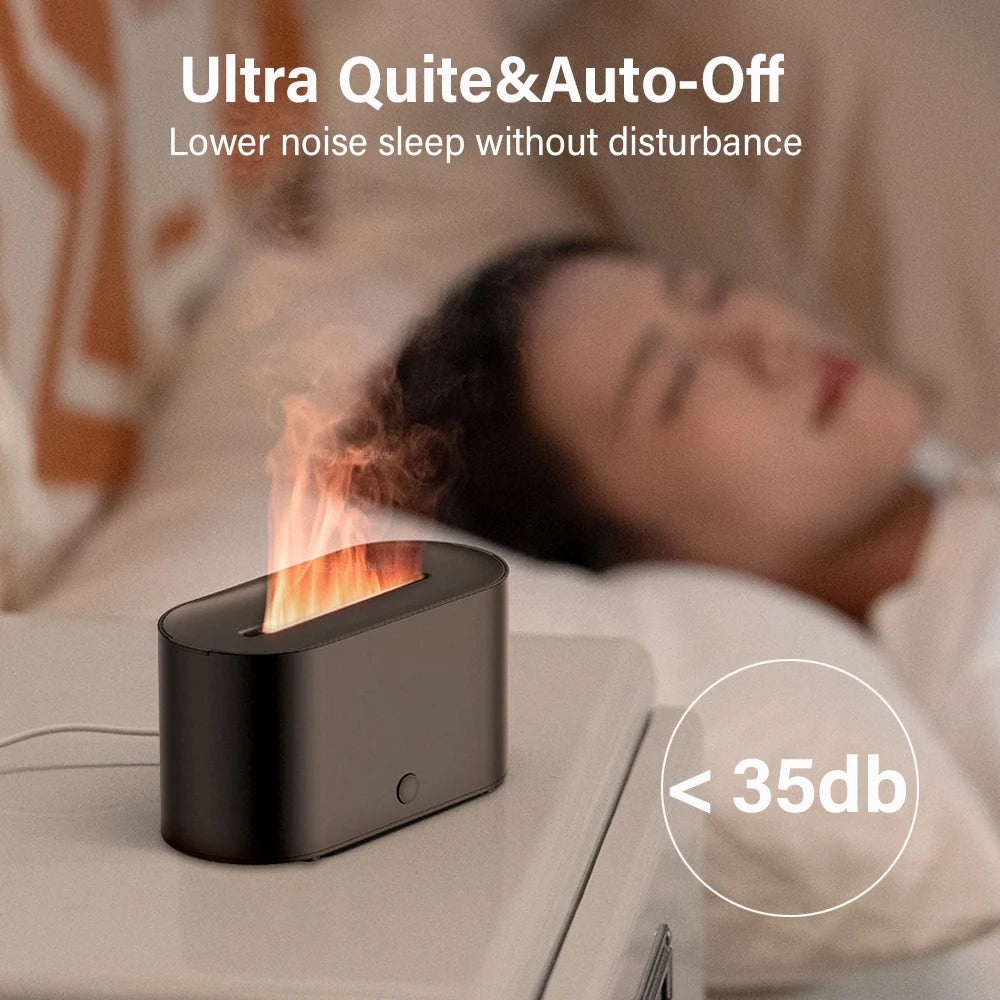 Aroma Diffuser Flame Air Humidifier USB Desktop for Household Bedroom Fragrance Essential Oil Diffuser with Colorful Night Light