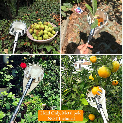 Metal Fruit Picker Tool | Basket Head for Harvesting Apples & Cherries