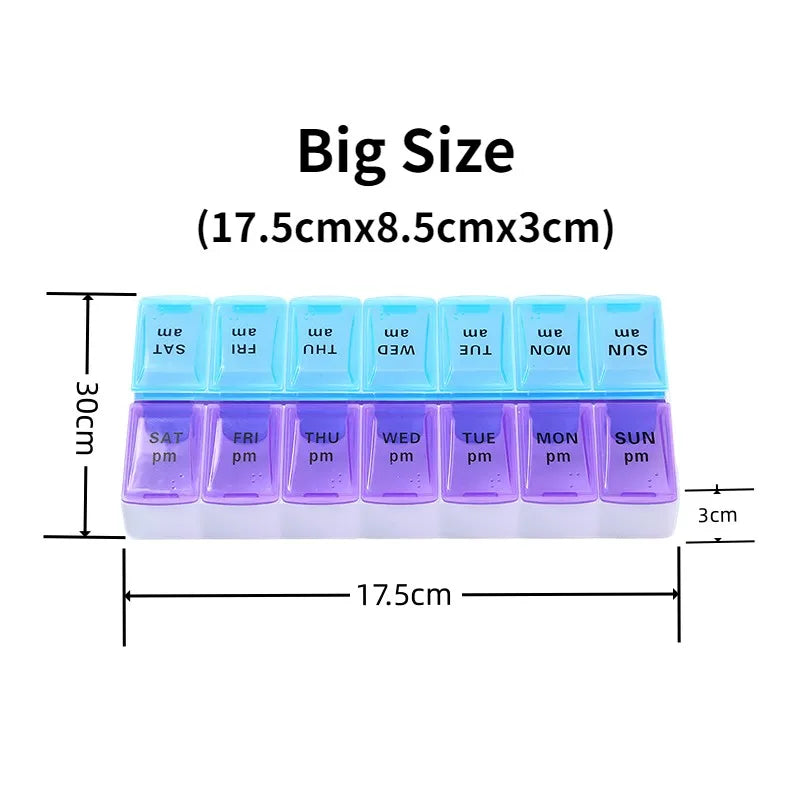 Weekly Portable Travel Pill Cases Box 7 Days Organizer 14 Grids Pills Container Storage Tablets Drug Vitamins Medicine Fish Oils