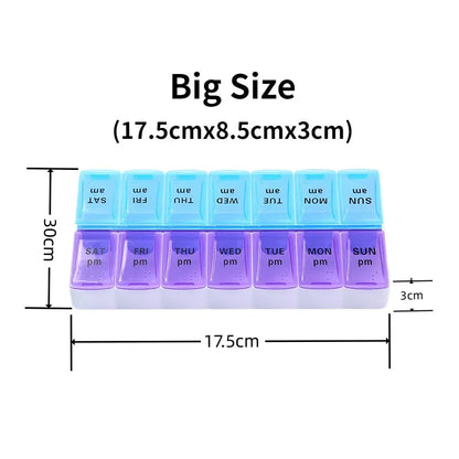 Weekly Portable Travel Pill Cases Box 7 Days Organizer 14 Grids Pills Container Storage Tablets Drug Vitamins Medicine Fish Oils