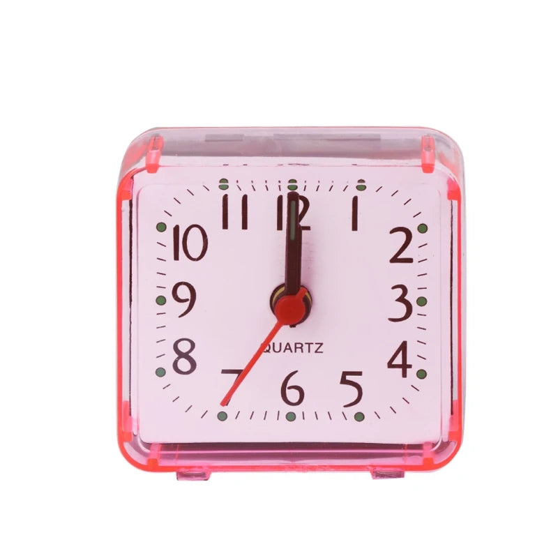 Mini Square Alarm Clock Mute Analog Non Ticking Operated Clocks