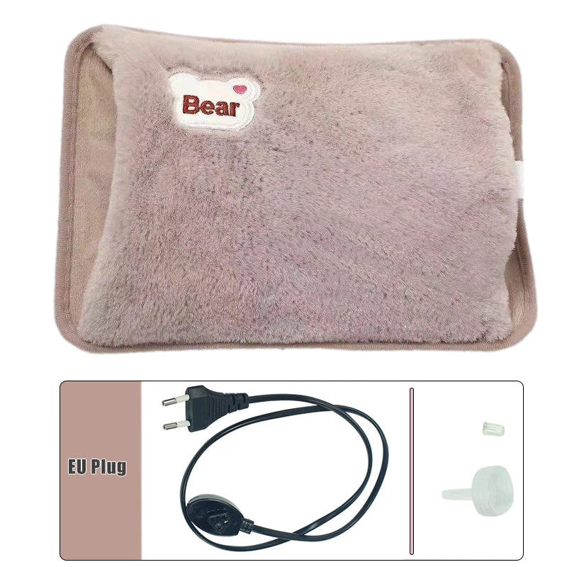 Rechargeable Hot Water Bottle Cute Electric Hand Warmer EU Plug Reusable Hot Compress Bag Heating Pad Hand Pocket Warmer