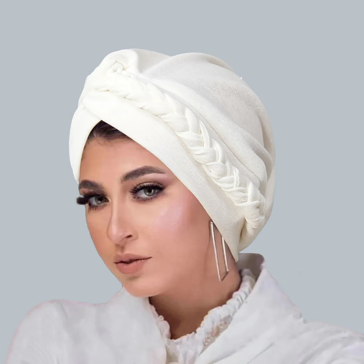 Lady Rural Girl Solid Women Bandanas Stretchy Turban Cap Female Chemotherapy Headwear Braid Hat Polyester Caps SE009