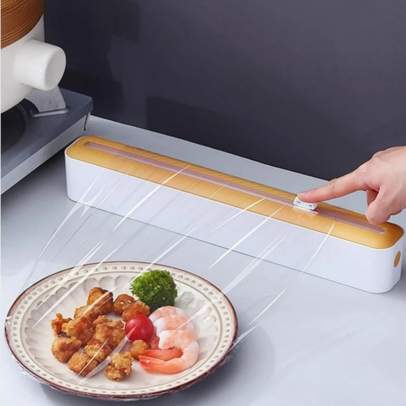 Plastic Wrap Dispenser with Cutter | Foil & Film Storage Holder