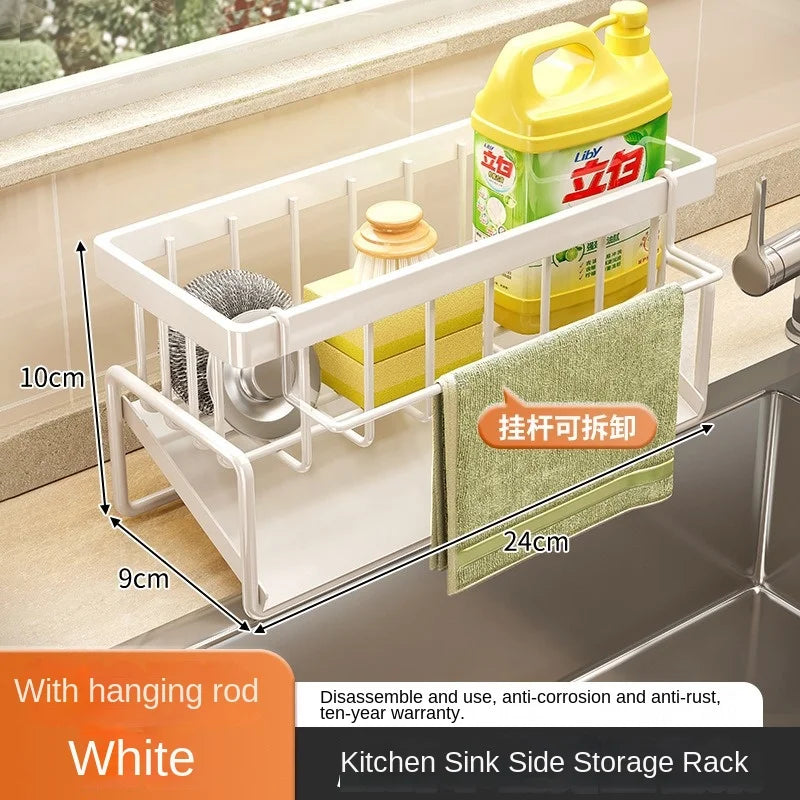 Stainless Steel Sink Organizer – Self-Draining Soap & Sponge Holder