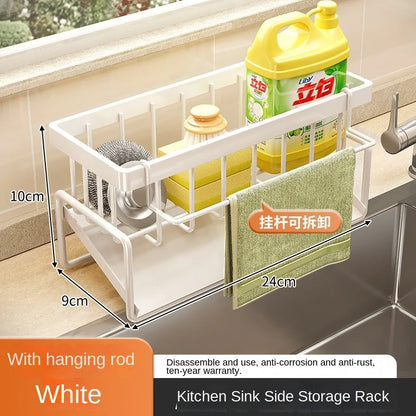 Stainless Steel Sink Organizer – Self-Draining Soap & Sponge Holder