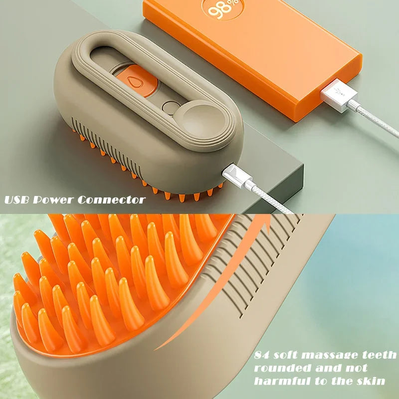 3-in-1 Pet Steam Brush – Spray, Massage & Hair Removal Comb