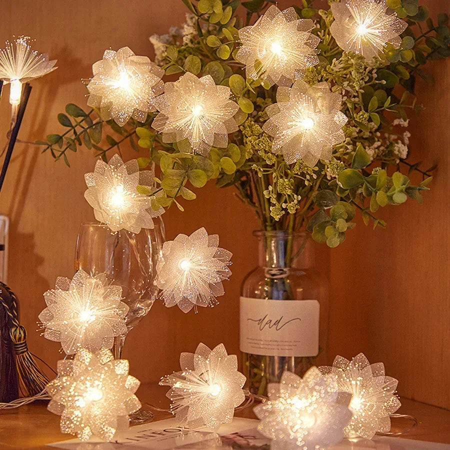 LED Fiber Optic Fairy Light Garland | Battery-Operated Festive Decor