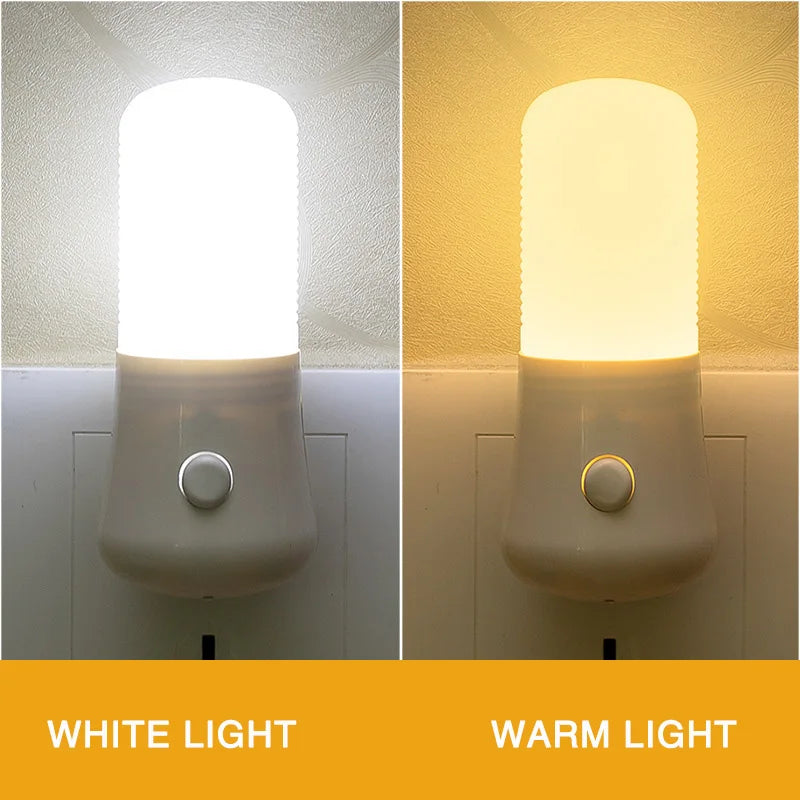 EU/US Plug Night Lights LED Night Light Push Button Switch Bedroom Bedside Lamp Baby Room Corridor Home Decor Wall Socket Lamp