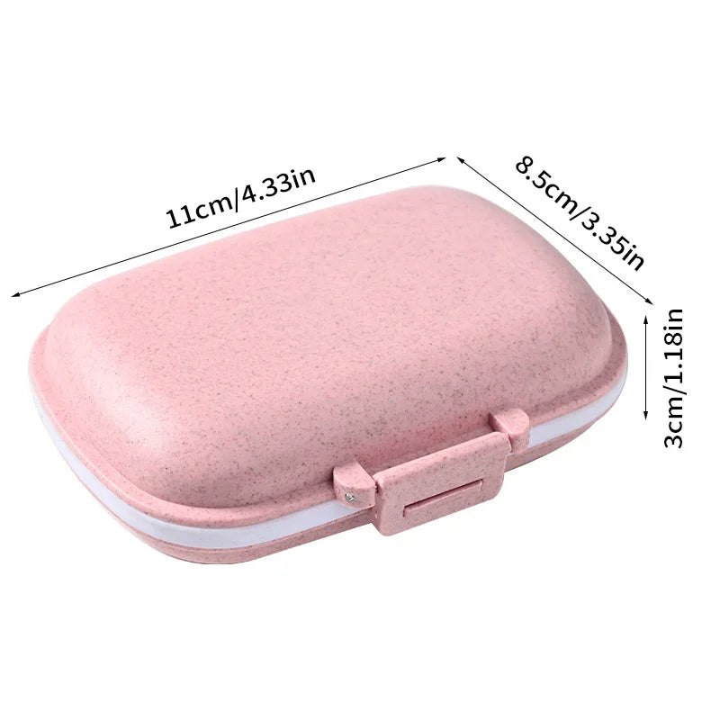 8 Grids Organizer Container For Tablets Travel Pill box With Seal Ring Small Box For Tablets Wheat Straw Container For Medicines