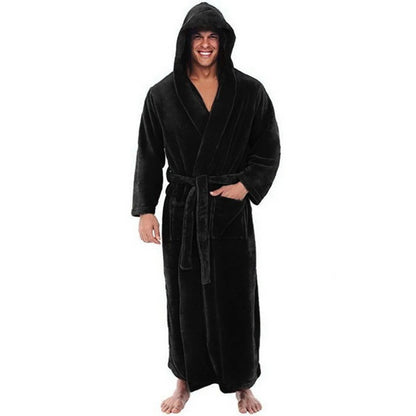 Mens Bathrobe Man Long Sleeve Winter Warm Nightwear Casual Flannel Robe Sleepwear Plush Male Bath Robe Nightgown