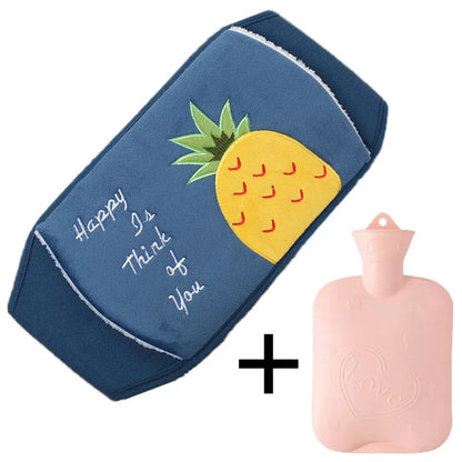 1 Set 1000ml Hot Water Bottle Bag With Plush Waist Cover For Pain Relief Winter Warm Waist Bag Stomach Abdominal Band Wrap