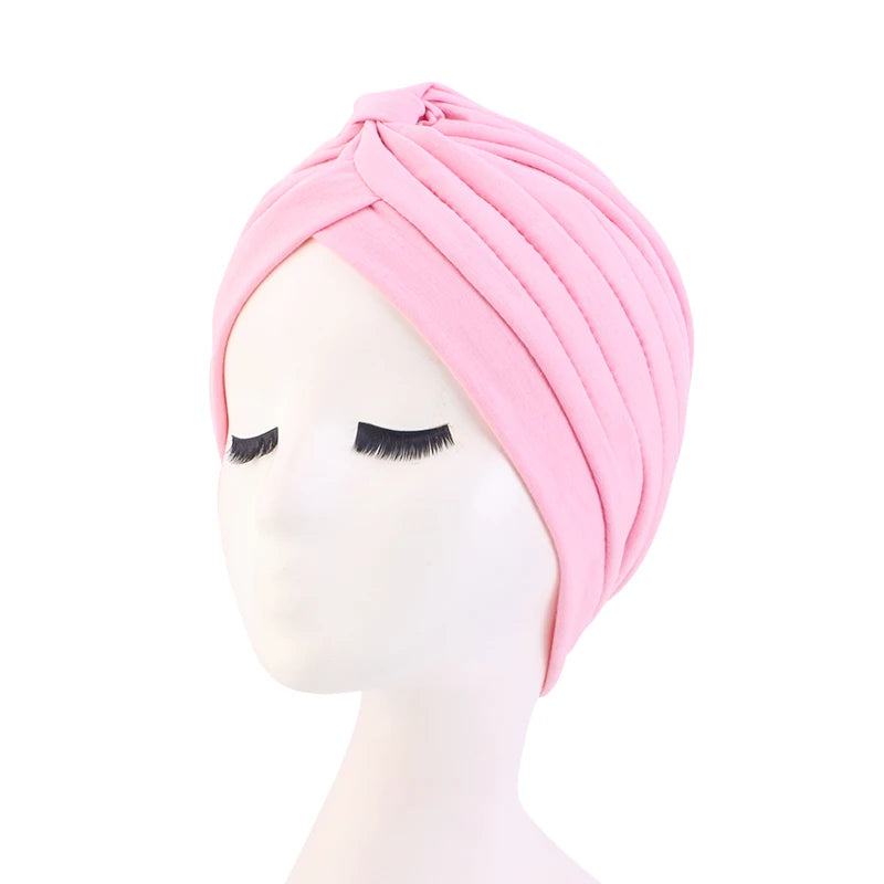 New Women Muslim Turban Cap Wrap Head Scarf Knotted Headbands bonnet Girls Stretchy Bandanas Chemo Indian Cap islamic hijab