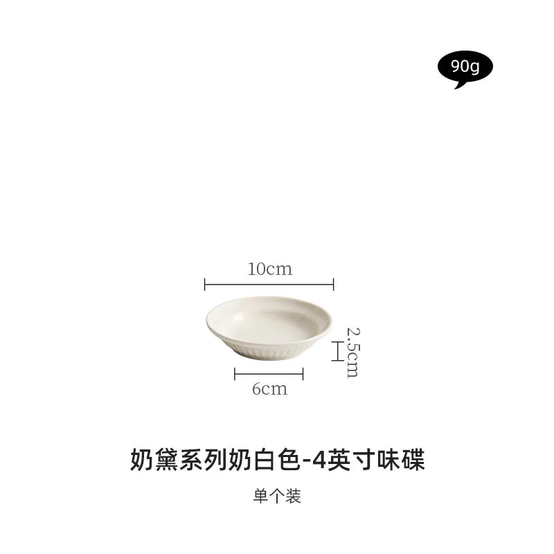 Cream Style Ceramic Bowl Set | High-End Japanese & Chinese Tableware, Kitchen Accessories