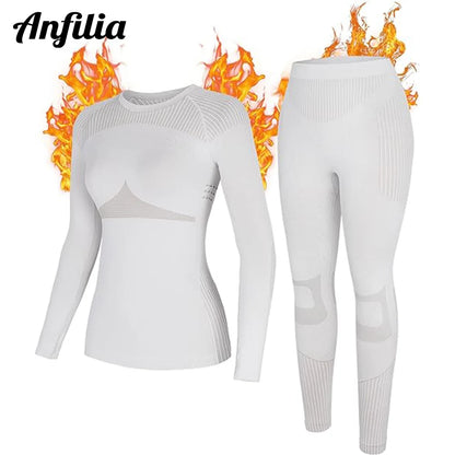 Anfilia Women Ski Thermal Underwear Set - Moisture-Wicking & Quick Dry