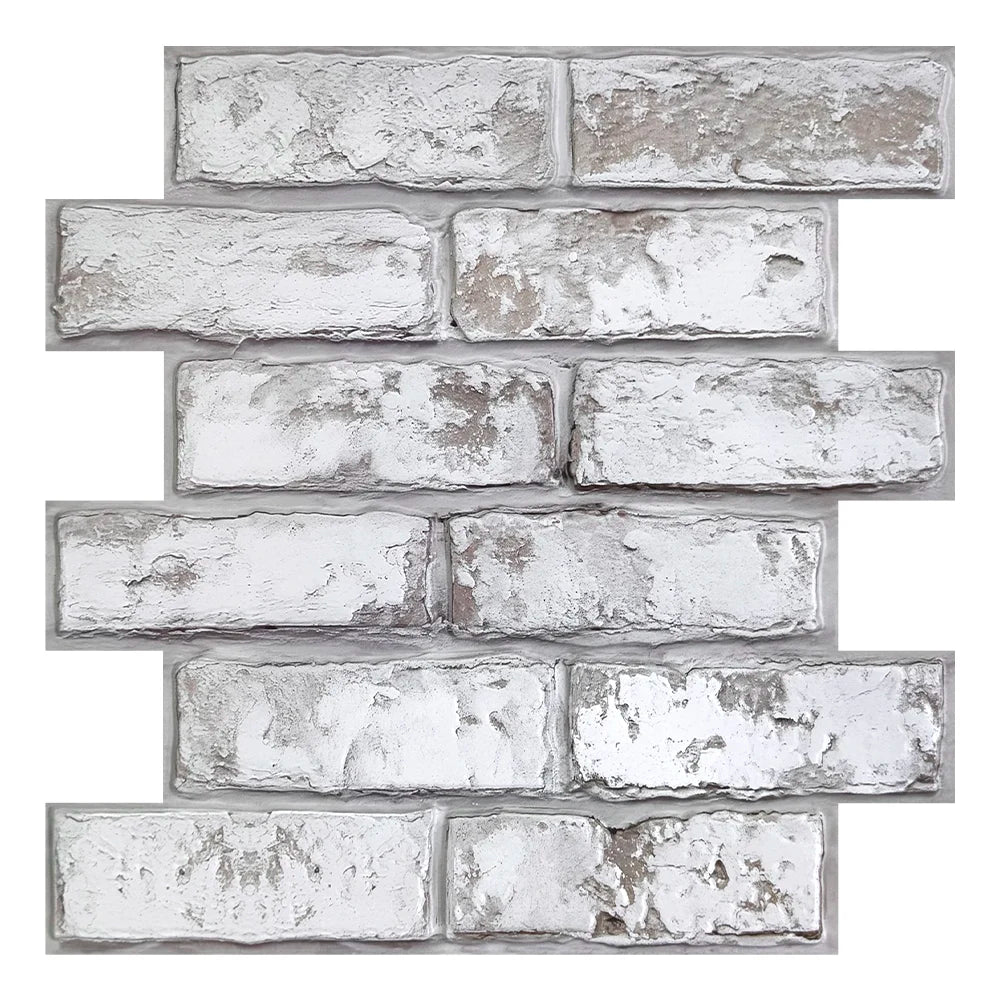 3D Whitewash Brick Tile Stickers – Water & Mold Resistant, 30cm x 30cm