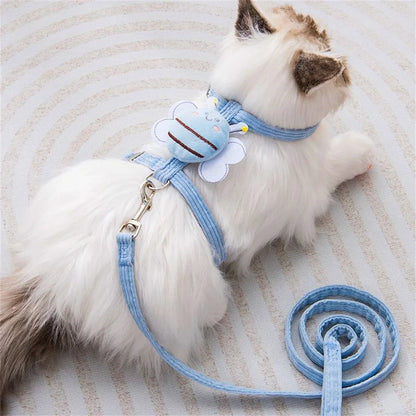 Adjustable Cartoon Bee Cat Harness with Leash – Dogs & Cats