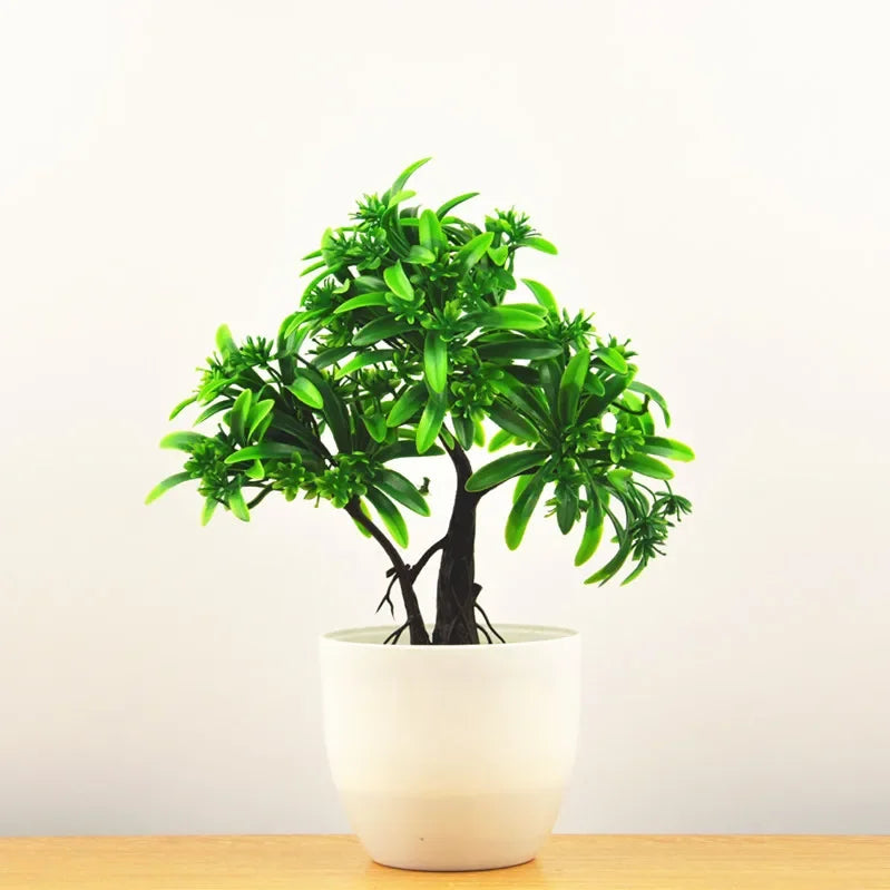 Artificial Potted Bonsai Trees & Flowers for Home & Garden Decor