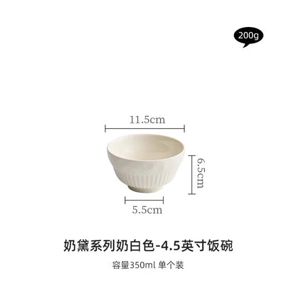 Cream Style Ceramic Bowl Set | High-End Japanese & Chinese Tableware, Kitchen Accessories