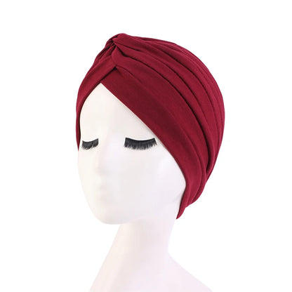 New Women Muslim Turban Cap Wrap Head Scarf Knotted Headbands bonnet Girls Stretchy Bandanas Chemo Indian Cap islamic hijab