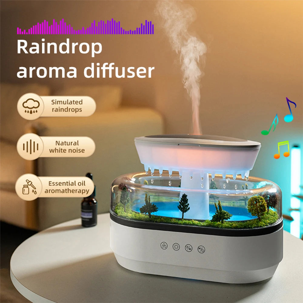 Aroma Humidifier Raindrop Air Humidifier Colorful Light White Noise Essemtial Oil Diffuser Home Ultrasonic Fragrance Diffuser