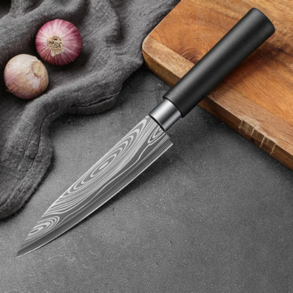 Laser Damascus Knife Set – Chef, Meat, Fruit Knives & Scissors