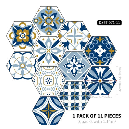 Moroccan Style Hexagonal Floor Stickers – Non-Slip Waterproof Decals