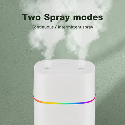 600ML Air Humidifier Double Spray Port Essential Oil Aromatherapy Humidifier Mute Atomizer Colorful Lights For Home Office