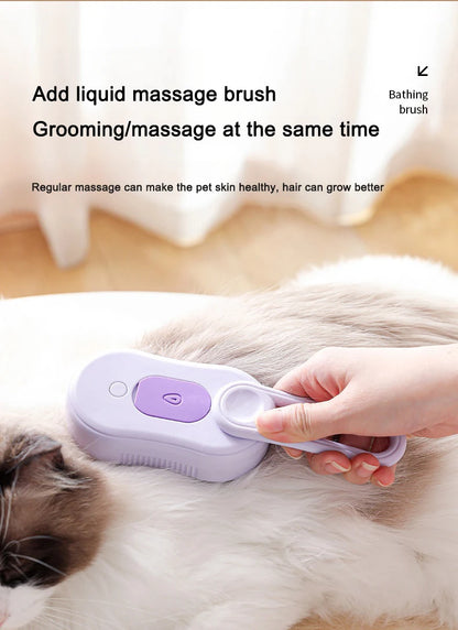 3-in-1 Pet Steam Brush – Spray, Massage & Hair Removal Comb