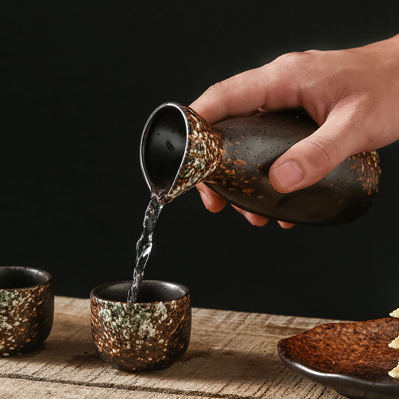 2PCS Japanese Ceramic Teacups & Retro Sake Bottles